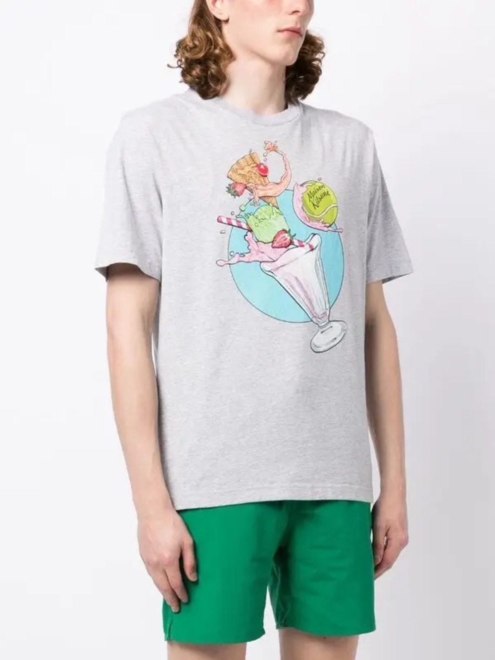 NWT Maison Kitsune Ice Cream Splash Comfort Tee T Shirt Gray Sz M
